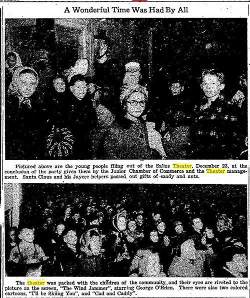 Saline Theatre - Jan 5 1950 Ad